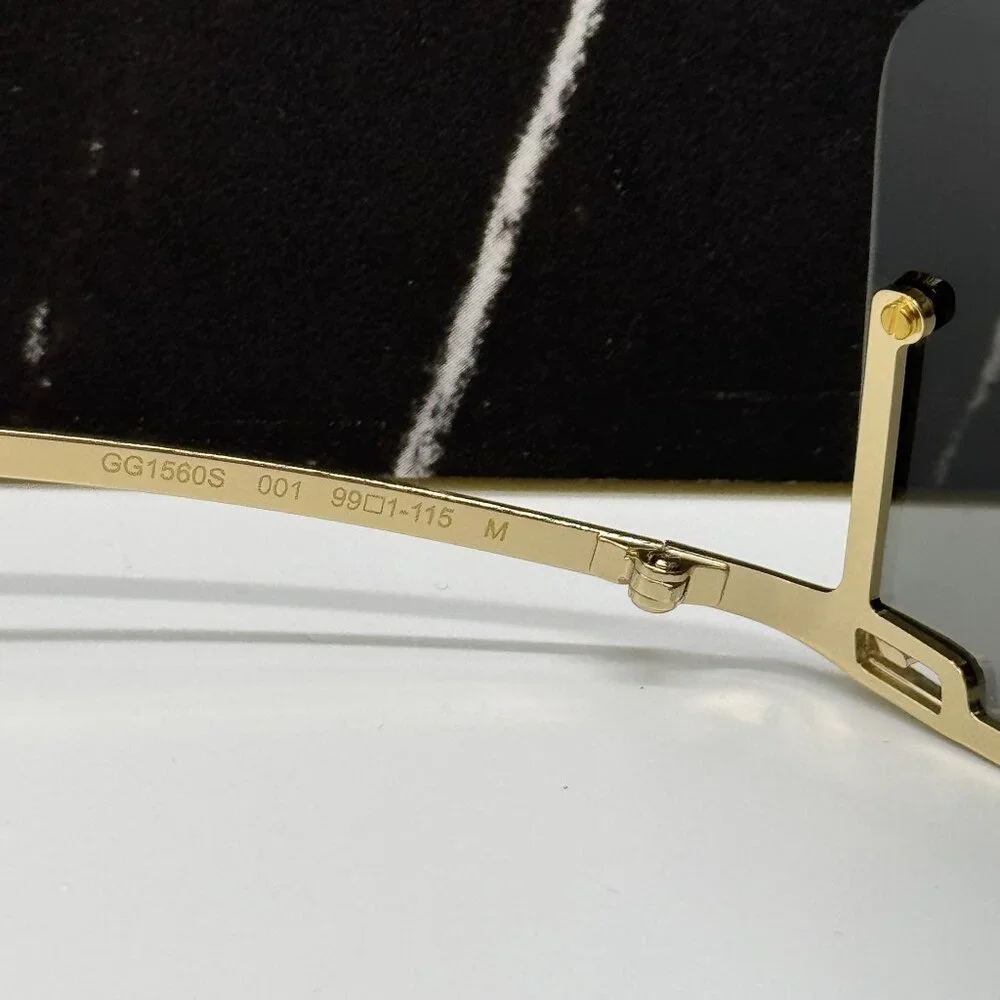 NEW GUCCI GG1560S 001 SHIELD GOLD UNISEX SUNGLASSES GUCCI